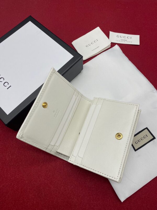 1:1 Replica Gucci Horsebit 1955 White Card Case Women's Wallet 11cm/4.3in GG ‎621887 0YK0G 9022