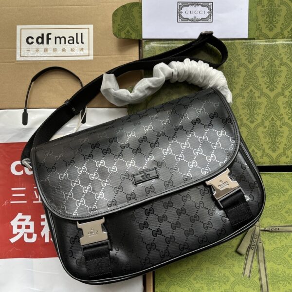 1:1 Replica Gucci Imprime Medium Messenger Bag Black For Women, Women's Bags 12in/30.5cm GG