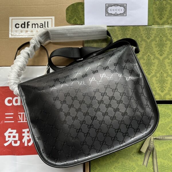 1:1 Replica Gucci Imprime Medium Messenger Bag Black For Women, Women's Bags 12in/30.5cm GG