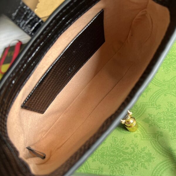 1:1 Replica Gucci Jackie 1961 Lizard Mini Bag Black For Women, Women's Bags 7.5in/19cm GG ‎675799 LUZ0G 1000