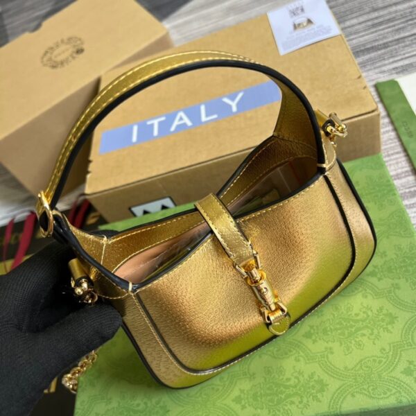 1:1 Replica Gucci Jackie 1961 Lizard Mini Bag Gold For Women, Women's Bags 7.5in/19cm GG ‎