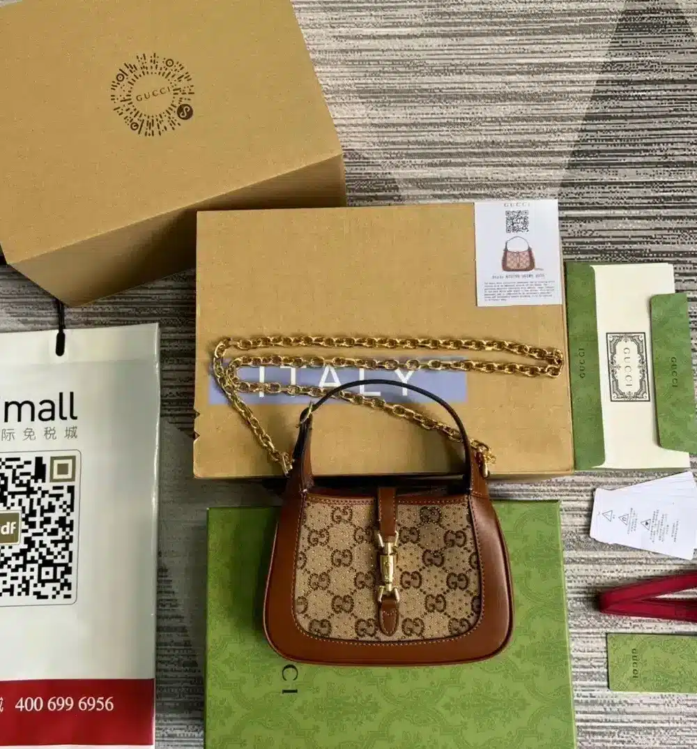 1:1 Replica Gucci Jackie 1961 Mini GG Shoulder Bag Beige For Women, Women's Bags 7.5in/19cm GG 675799 21HRG 2687
