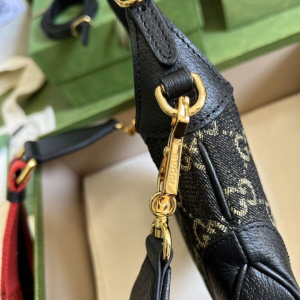 1:1 Replica Gucci Jackie 1961 Mini Shoulder Bag Black And Ivory GG Denim Jacquard For Women 7.5in/19cm GG 685127 UN3AG 1294