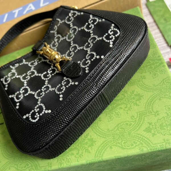 1:1 Replica Gucci Jackie 1961 Mini Shoulder Bag Black For Women, Women's Bags 7.5in/19cm GG