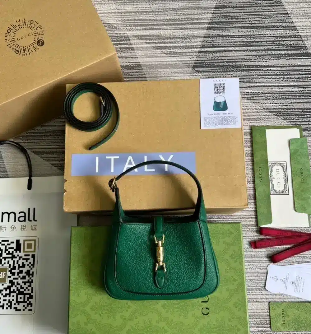 1:1 Replica Gucci Jackie 1961 Mini Shoulder Bag Green For Women, Women's Bags 7.5in/19cm GG