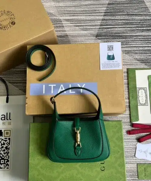 1:1 Replica Gucci Jackie 1961 Mini Shoulder Bag Green For Women, Women's Bags 7.5in/19cm GG