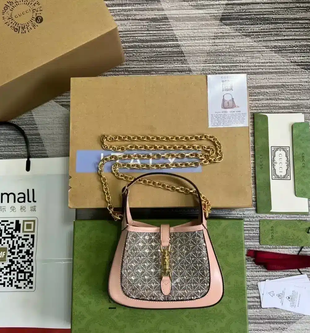 1:1 Replica Gucci Jackie 1961 Mini Shoulder Bag Light Pink For Women, Women's Bags 7.5in/19cm GG