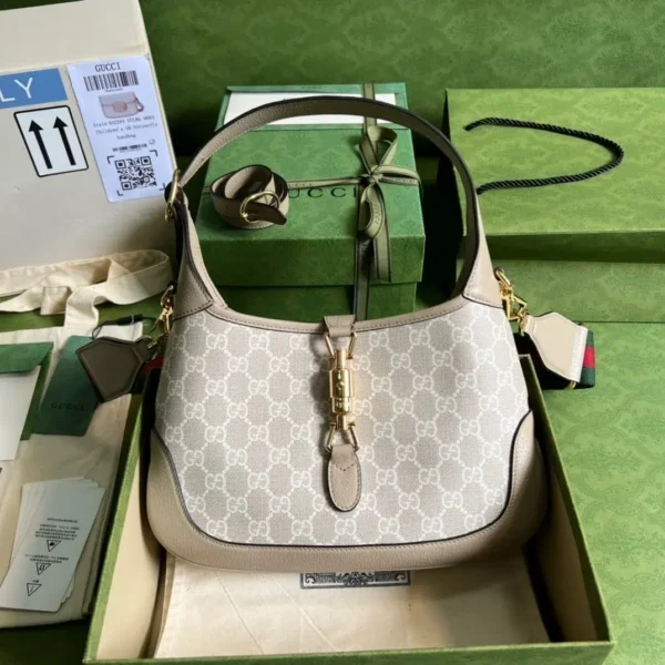 1:1 Replica Gucci Jackie 1961 Small GG Shoulder Bag Beige For Women, Women's Bags 11in/28cm GG ‎678843 UULAG 9682