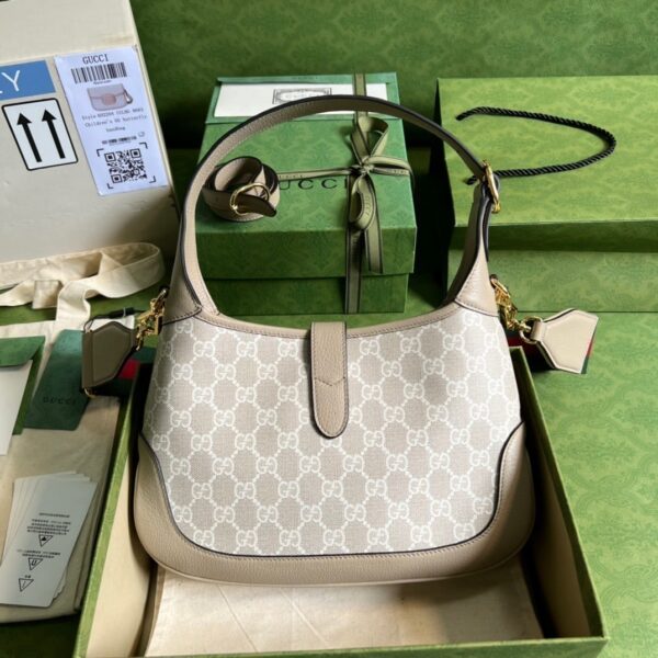 1:1 Replica Gucci Jackie 1961 Small GG Shoulder Bag Beige For Women, Women's Bags 11in/28cm GG ‎678843 UULAG 9682