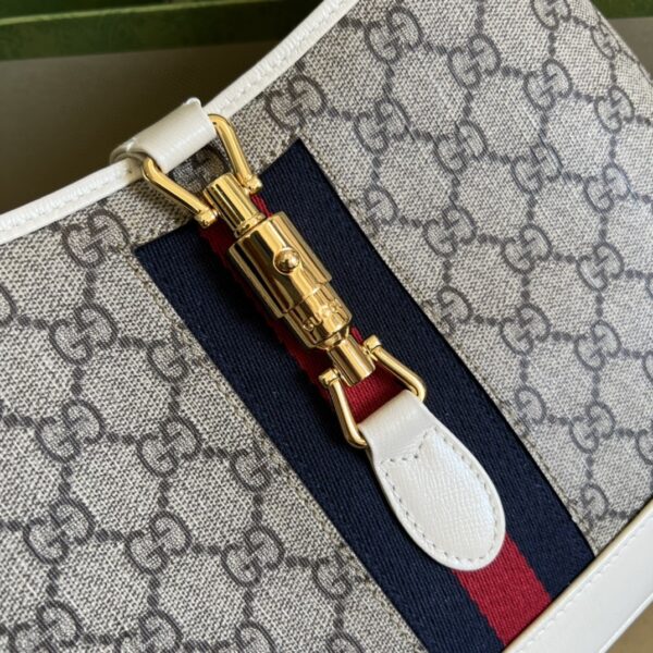 1:1 Replica Gucci Jackie 1961 Small Shoulder Bag Beige And Ebony GG Supreme Canvas For Women 11in/28cm 636706 HUHHG 9794