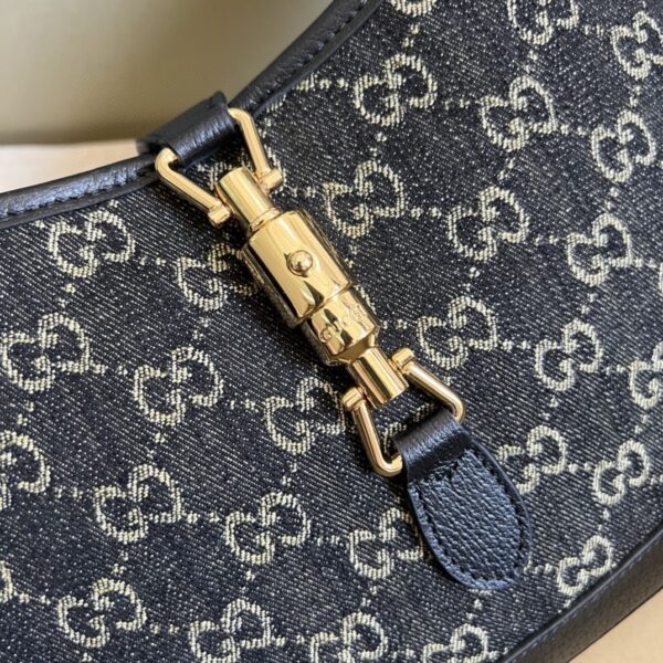 1:1 Replica Gucci Jackie 1961 Small Shoulder Bag Black And Ivory GG Denim Jacquard For Women 11in/28cm 678843 UN3AG 1294