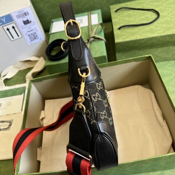 1:1 Replica Gucci Jackie 1961 Small Shoulder Bag Black And Ivory GG Denim Jacquard For Women 11in/28cm 678843 UN3AG 1294