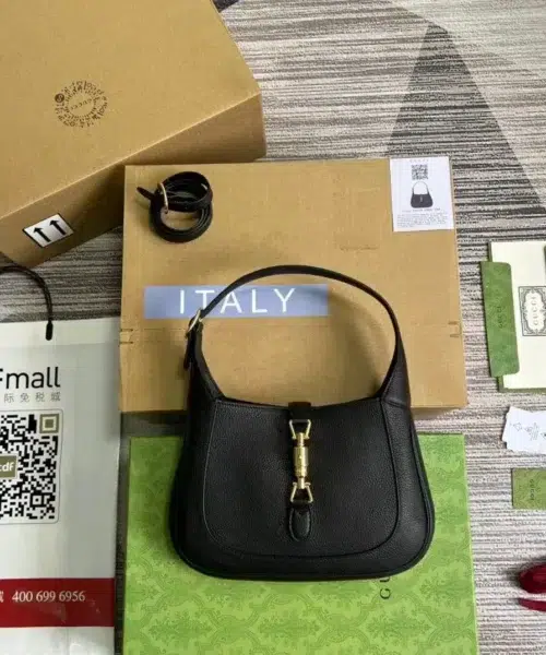 1:1 Replica Gucci Jackie 1961 Small Shoulder Bag Black For Women, Women's Bags 10.8in/28cm GG ‎636709 10O0G 1000