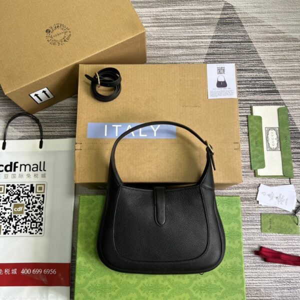 1:1 Replica Gucci Jackie 1961 Small Shoulder Bag Black For Women, Women's Bags 10.8in/28cm GG ‎636709 10O0G 1000
