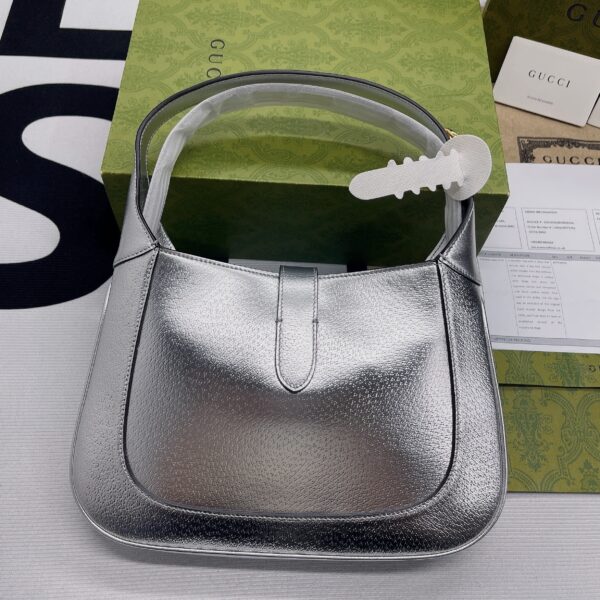 1:1 Replica Gucci Jackie 1961 Small Shoulder Bag Silver For Women, Women's Bags 10.8in/28cm GG