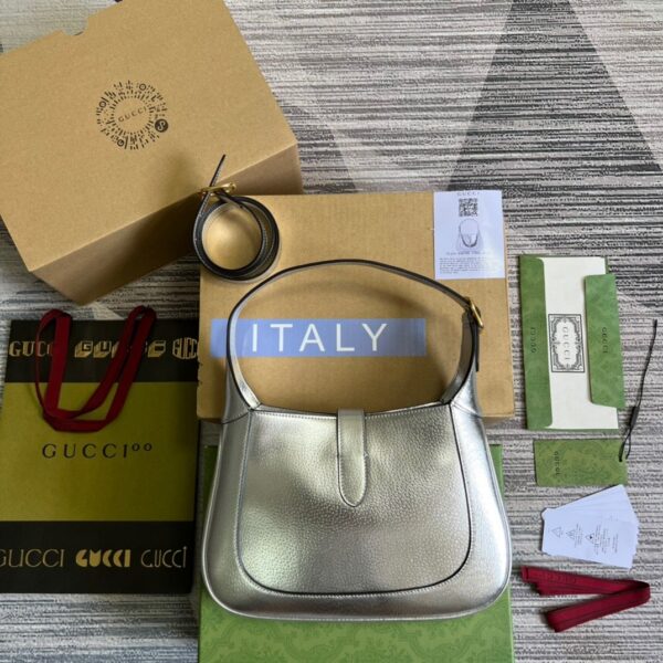 1:1 Replica Gucci Jackie 1961 Small Shoulder Bag Silver For Women, Women's Bags 10.8in/28cm GG