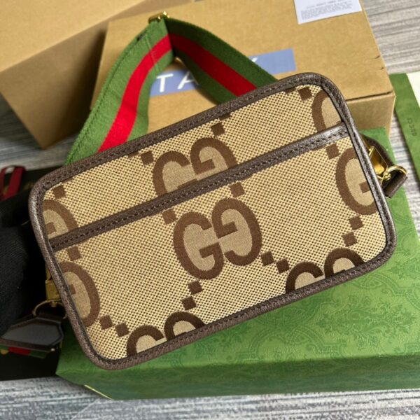 1:1 Replica Gucci Jumbo GG Mini Bag Camel And Ebony Jumbo GG Canvas For Women  8.9in/22.5cm GG 696075 UKMDG 2570