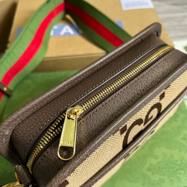 1:1 Replica Gucci Jumbo GG Mini Bag Camel And Ebony Jumbo GG Canvas For Women  8.9in/22.5cm GG 696075 UKMDG 2570