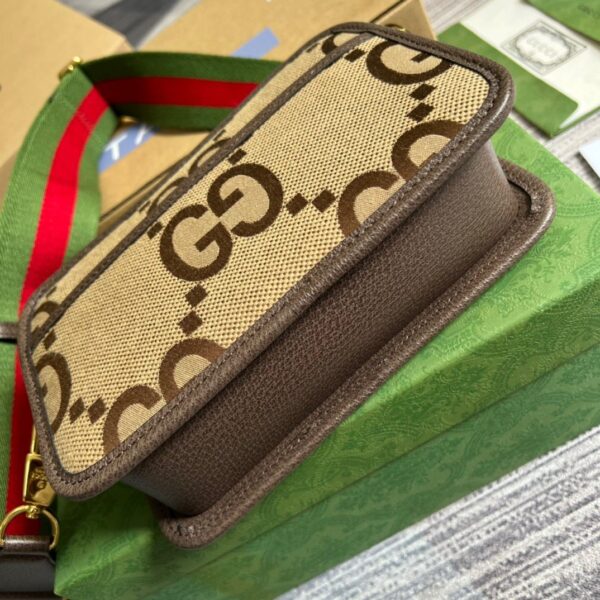 1:1 Replica Gucci Jumbo GG Mini Bag Camel And Ebony Jumbo GG Canvas For Women  8.9in/22.5cm GG 696075 UKMDG 2570