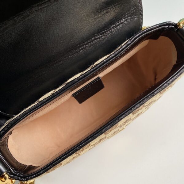 1:1 Replica Gucci Ladies GG Canvas Marmont Mini Top Handle Bag Beige/Ebony Diagonal Matelassé Original GG Canvas 8.3in/21cm GG 583571 HVKEG 9772