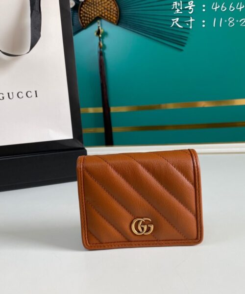 1:1 Replica Gucci Marmont Card Case Wallet Brown Women’s Wallet 11cm/4.3in GG 466492
