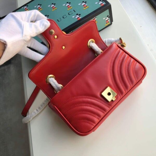 1:1 Replica Gucci Marmont Matelassé Mini Bag  Red Matelassé Chevron  For Women 8.5in/22cm GG 446744