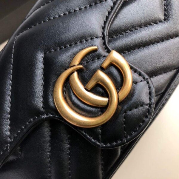 1:1 Replica Gucci Marmont Matelassé Super Mini Bag Dusty Black Chevron For Women 6.2in/16.5cm 476433 DTDCT 1000