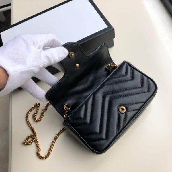 1:1 Replica Gucci Marmont Matelassé Super Mini Bag Dusty Black Chevron For Women 6.2in/16.5cm 476433 DTDCT 1000