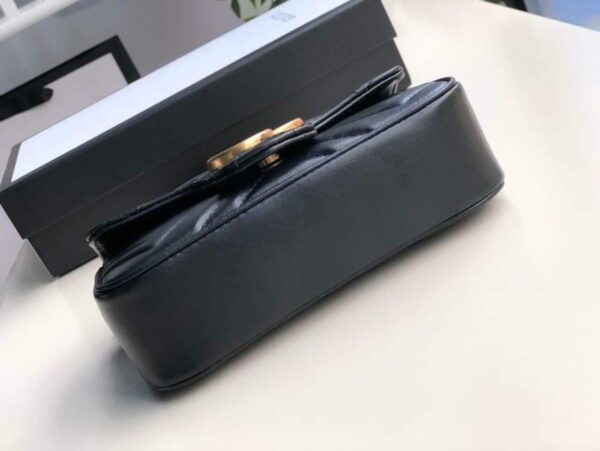 1:1 Replica Gucci Marmont Matelassé Super Mini Bag Dusty Black Chevron For Women 6.2in/16.5cm 476433 DTDCT 1000