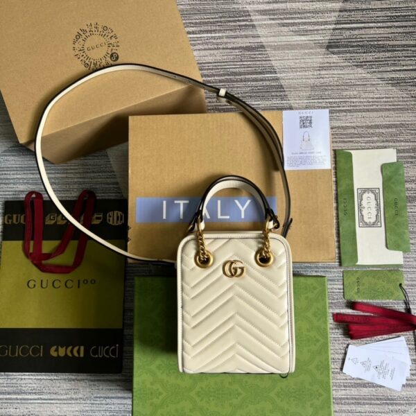1:1 Replica Gucci Marmont Matelasse Mini Bag White For Women, Women's Bags 7.5in/19cm GG ‎696123 DTDHT 9022