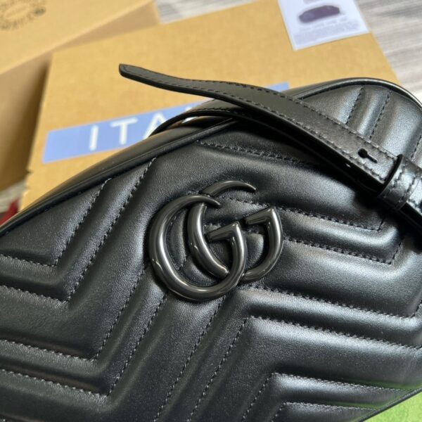 1:1 Replica Gucci Marmont Matelasse Shoulder Bag Black For Women, Women's Bags 9.5in/24cm GG