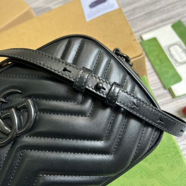 1:1 Replica Gucci Marmont Matelasse Shoulder Bag Black For Women, Women's Bags 9.5in/24cm GG