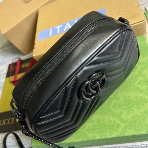 1:1 Replica Gucci Marmont Matelasse Shoulder Bag Black For Women, Women's Bags 9.5in/24cm GG
