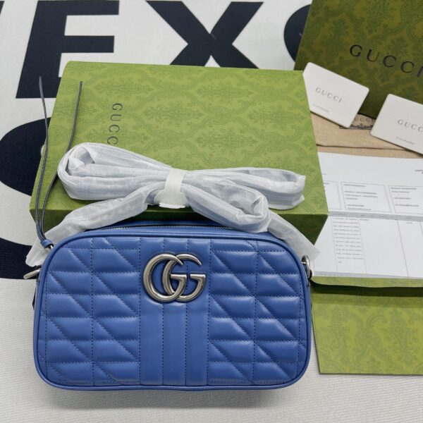 1:1 Replica Gucci Marmont Matelasse Shoulder Bag Blue For Women, Women's Bags 9.5in/24cm GG 634936 UM8BF 4340
