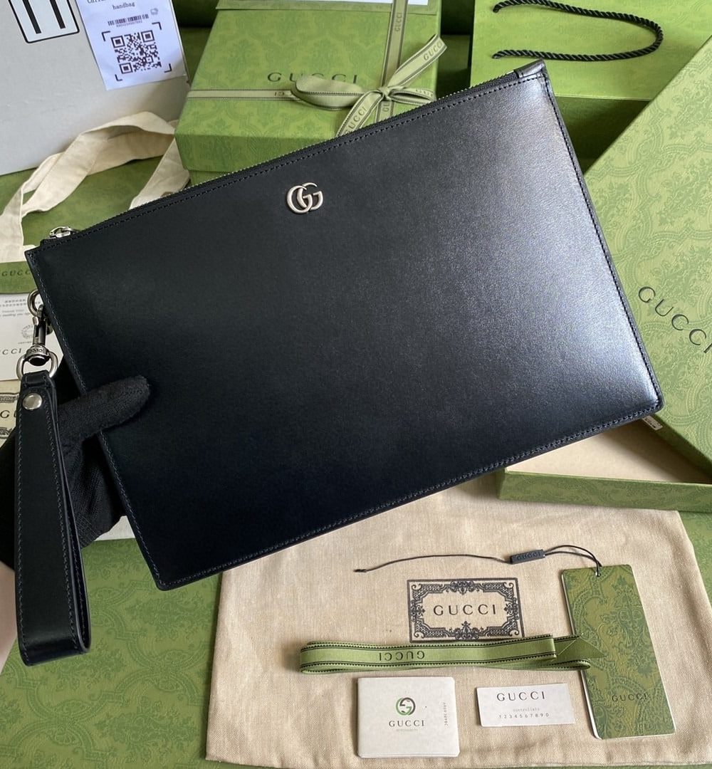 1:1 Replica Gucci Marmont Pouch Black  31cm GG 475317 DJ20T 1000