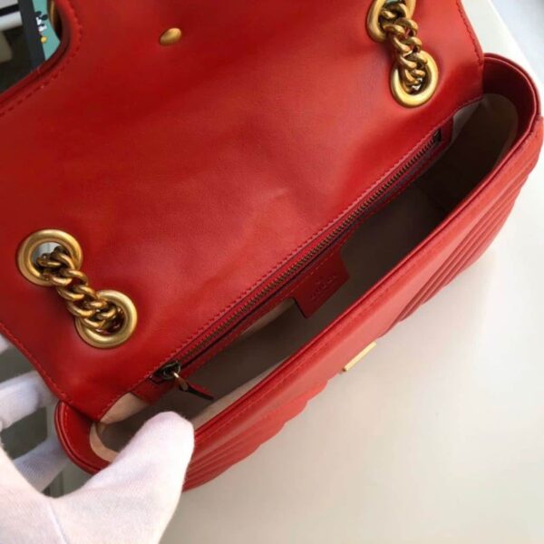 1:1 Replica Gucci Marmont Small Matelassé Shoulder Bag Hibiscus Red Matelassé Chevron For Women 10in/26cm  GG 443497 DTDIT 6433
