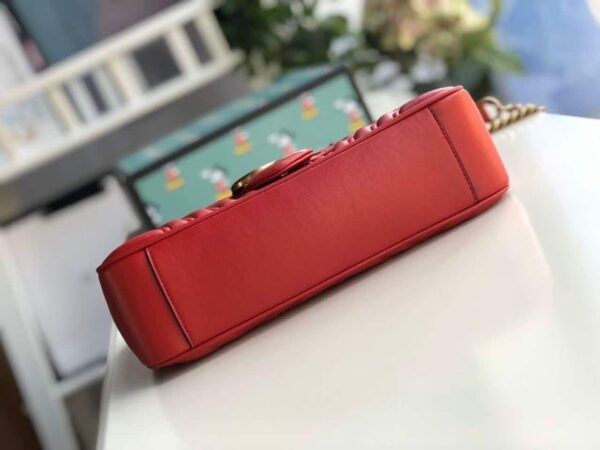 1:1 Replica Gucci Marmont Small Matelassé Shoulder Bag Hibiscus Red Matelassé Chevron For Women 10in/26cm  GG 443497 DTDIT 6433
