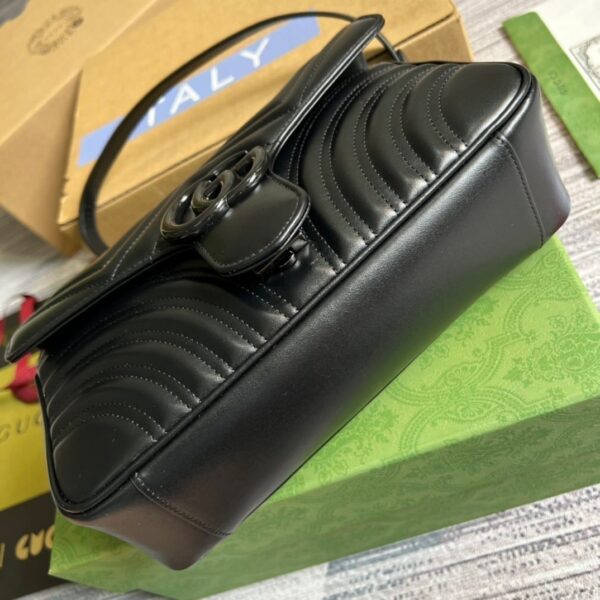1:1 Replica Gucci Marmont Small Matelasse Shoulder Bag Black For Women, Women's Bags 10in/25cm GG
