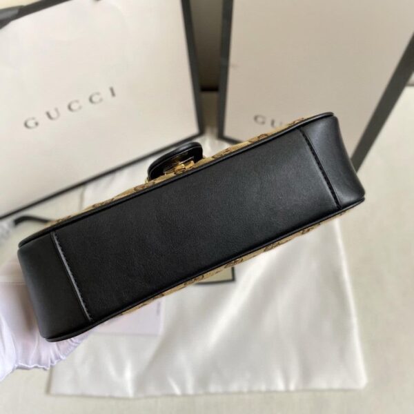 1:1 Replica Gucci Marmont Small Shoulder Bag Beige/Ebony Diagonal Matelassé Original GG Canvas For Women 10in/26cm 443497 HVKEG 9772