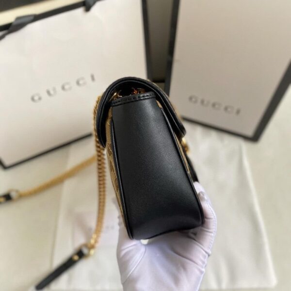 1:1 Replica Gucci Marmont Small Shoulder Bag Beige/Ebony Diagonal Matelassé Original GG Canvas For Women 10in/26cm 443497 HVKEG 9772