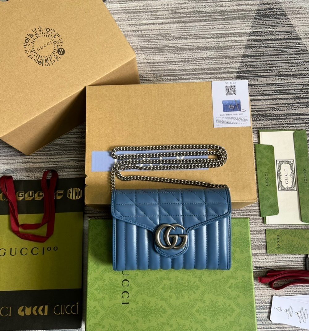 1:1 Replica Gucci Marmont Super Mini Bag Blue For Women, Women's Bags 6.2in/17cm GG 476433 DTD5F 4340