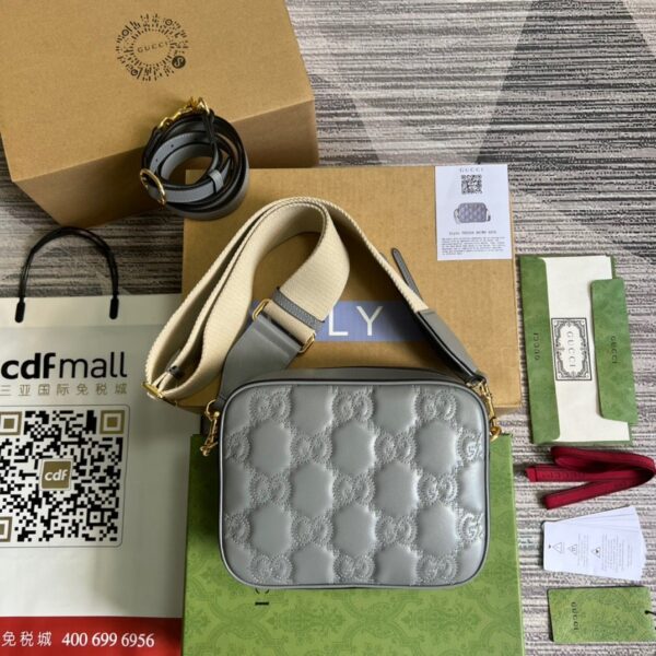 1:1 Replica Gucci Matelasse Shoulder Bag Grey For Women, Women's Bags 8.5in/22cm GG 702234 UM8HG 1563