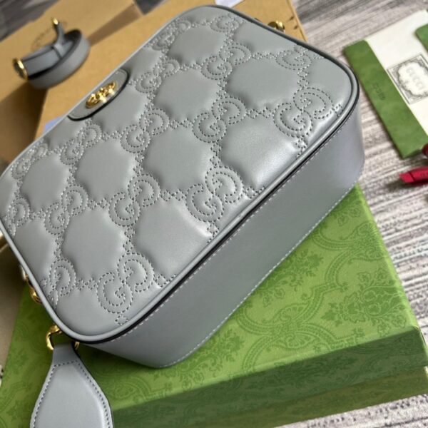 1:1 Replica Gucci Matelasse Shoulder Bag Grey For Women, Women's Bags 8.5in/22cm GG 702234 UM8HG 1563