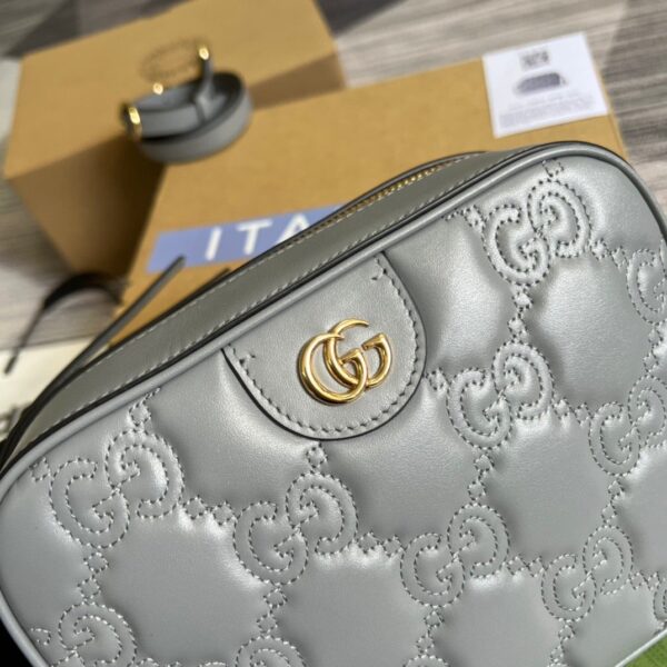 1:1 Replica Gucci Matelasse Shoulder Bag Grey For Women, Women's Bags 8.5in/22cm GG 702234 UM8HG 1563