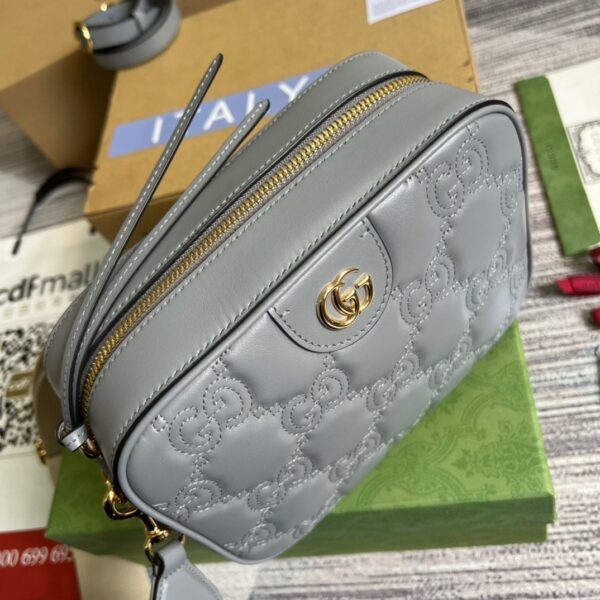 1:1 Replica Gucci Matelasse Shoulder Bag Grey For Women, Women's Bags 8.5in/22cm GG 702234 UM8HG 1563