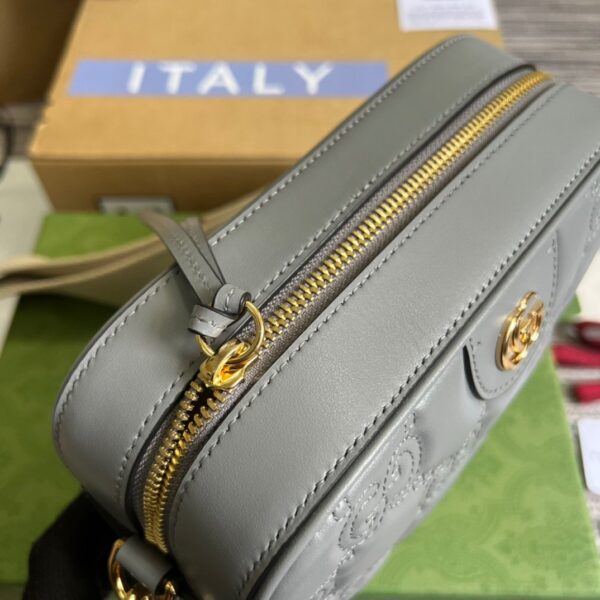 1:1 Replica Gucci Matelasse Shoulder Bag Grey For Women, Women's Bags 8.5in/22cm GG 702234 UM8HG 1563