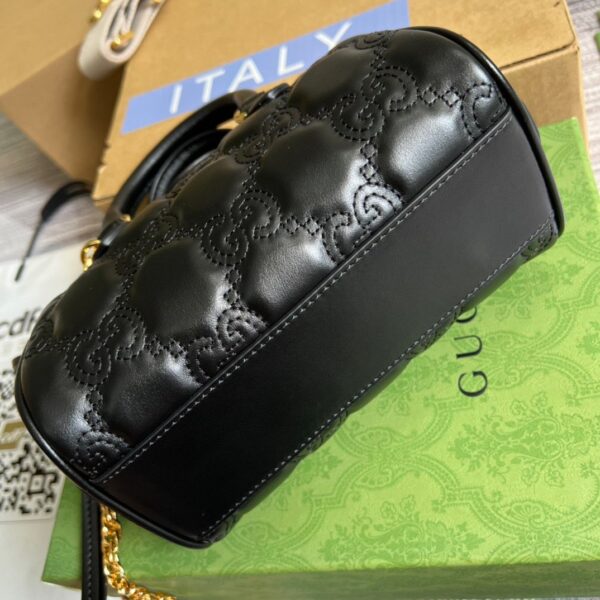 1:1 Replica Gucci Matelasse Top Handle Bag Black For Women, Women's Bags 7.5in/19cm GG ‎702251 UM8HG 1046
