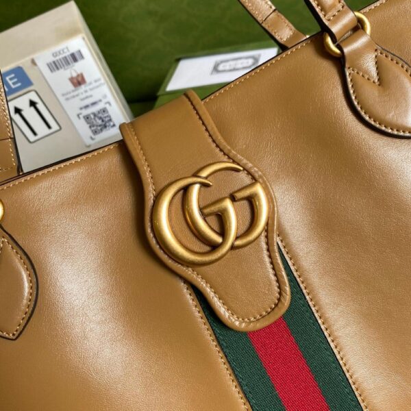 1:1 Replica Gucci Medium Tote Bag With Double G And Web Brown For Women 13.8in/35cm GG