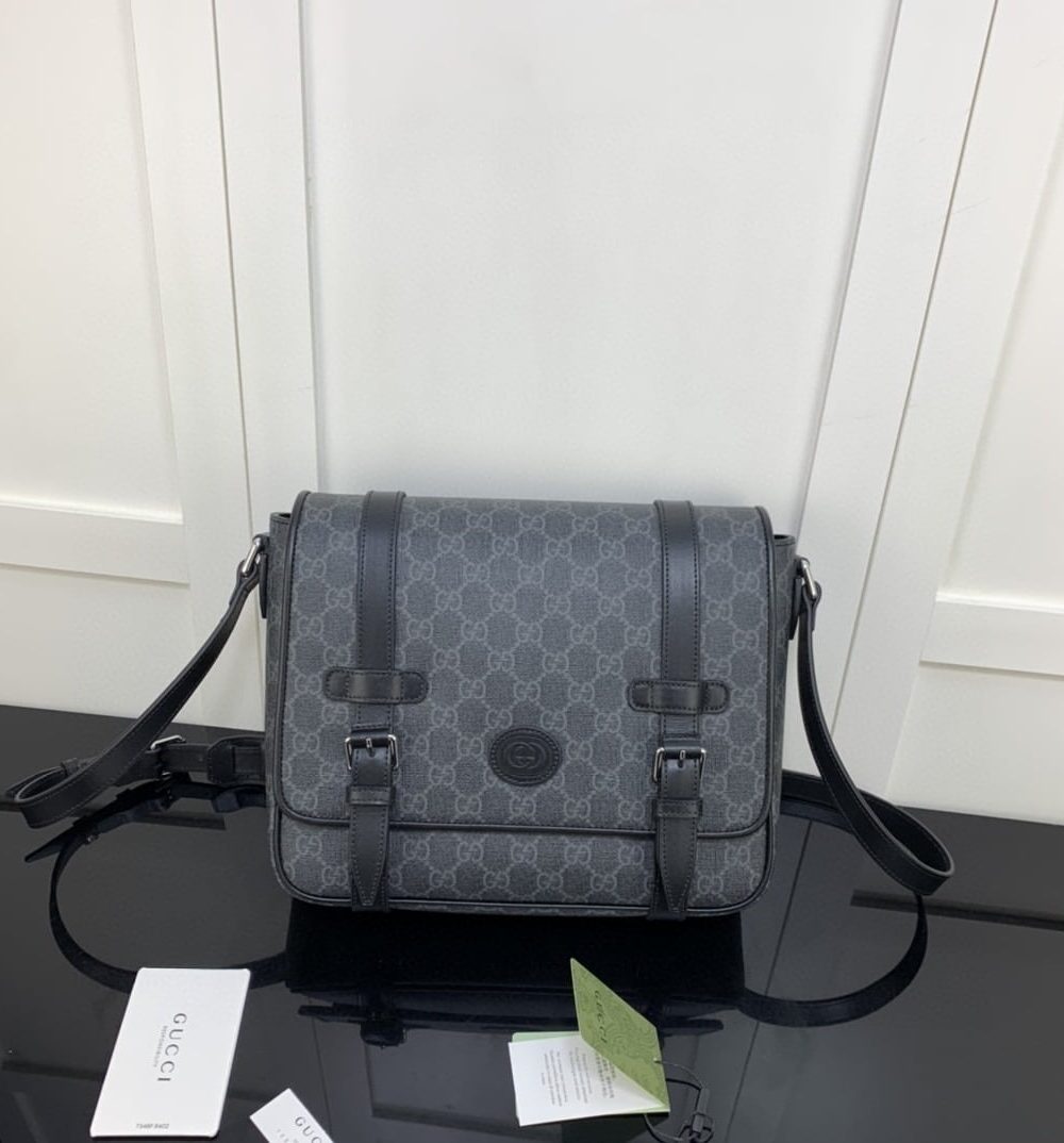 1:1 Replica Gucci Messenger Bag Black For Men 11in/28cm GG 658542 KGDHN 1000