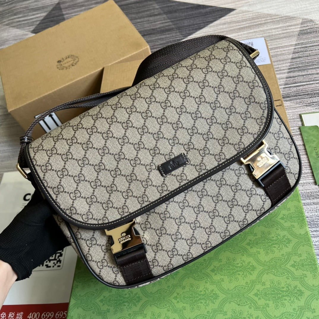 1:1 Replica Gucci Messenger Bag Shoulder Bag Beige GG Supreme Canvas For Women,Men 12.9in/33cm 2101214094842